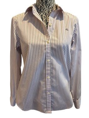 Lauren Ralph Lauren Pink and Black Striped Button Shirt